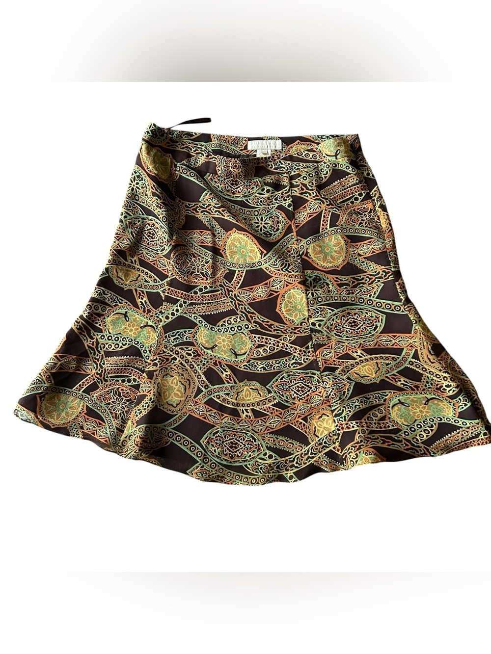 Vintage Pink Tartan Silk Paisley Skirt A Line Flare 8 Designer Brown Canada Made